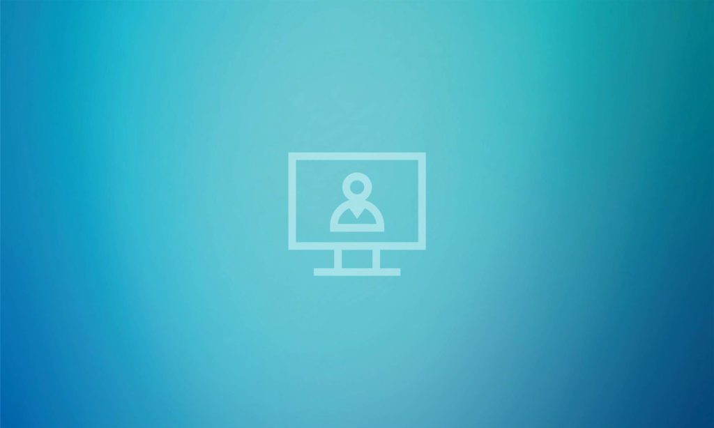 Webinar computer icon on blue background