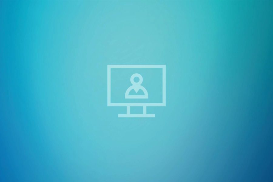 Webinar computer icon on blue background